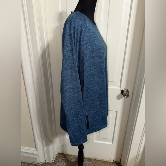 Men's XL Blue Long Sleeve shirt, top blue black‎ t shirt light weight winter - Picture 2 of 5